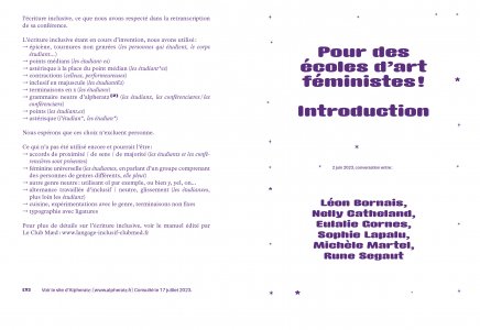 Pour des écoles d'art féministes !