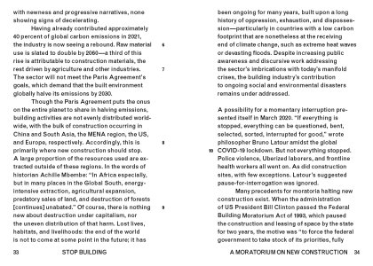 A Moratorium on New Construction