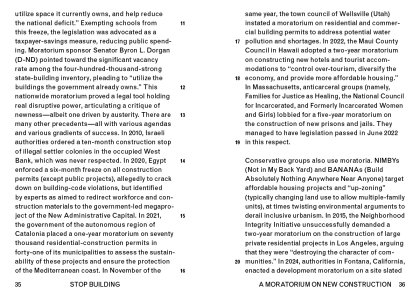 A Moratorium on New Construction