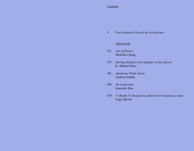 Five Footnotes Toward an Architecture