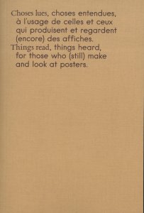 Choses lues, choses entendues, à l\'usage de celles et ceux qui produisent et regardent (encore) des affiches