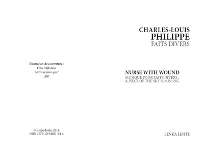 Faits divers / Musique pour Faits divers : A Piece of the Sky Is Missing (+ CD)