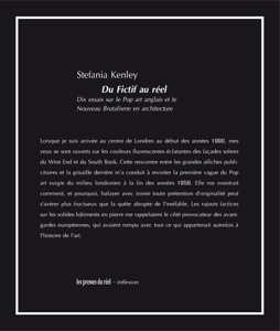 Stefania Kenley - Du Fictif au réel - Dix essais sur le Pop art anglais et le Nouveau Brutalisme en architecture