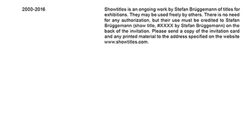 Stefan Brüggemann - Showtitles